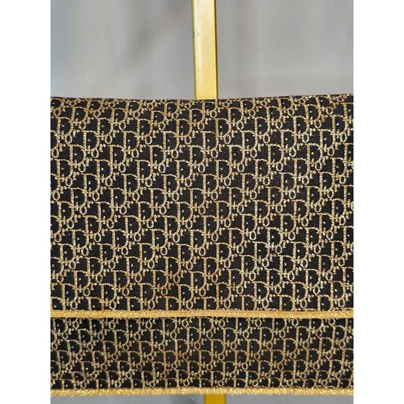 Christian Dior Vintage Trotter Chain Shoulder Bag Gold and Black NYE - Picture 3 of 15